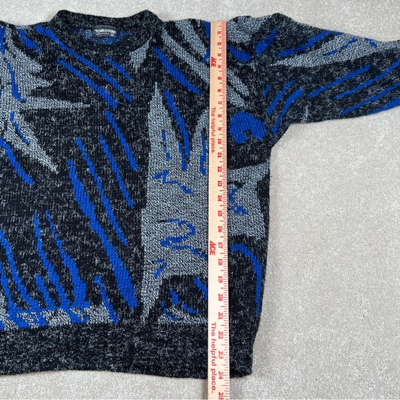 Vintage Sweater Men's 80/90s Crew Neck Made in USA Geometric Patterned Medium - Picture 6 of 10